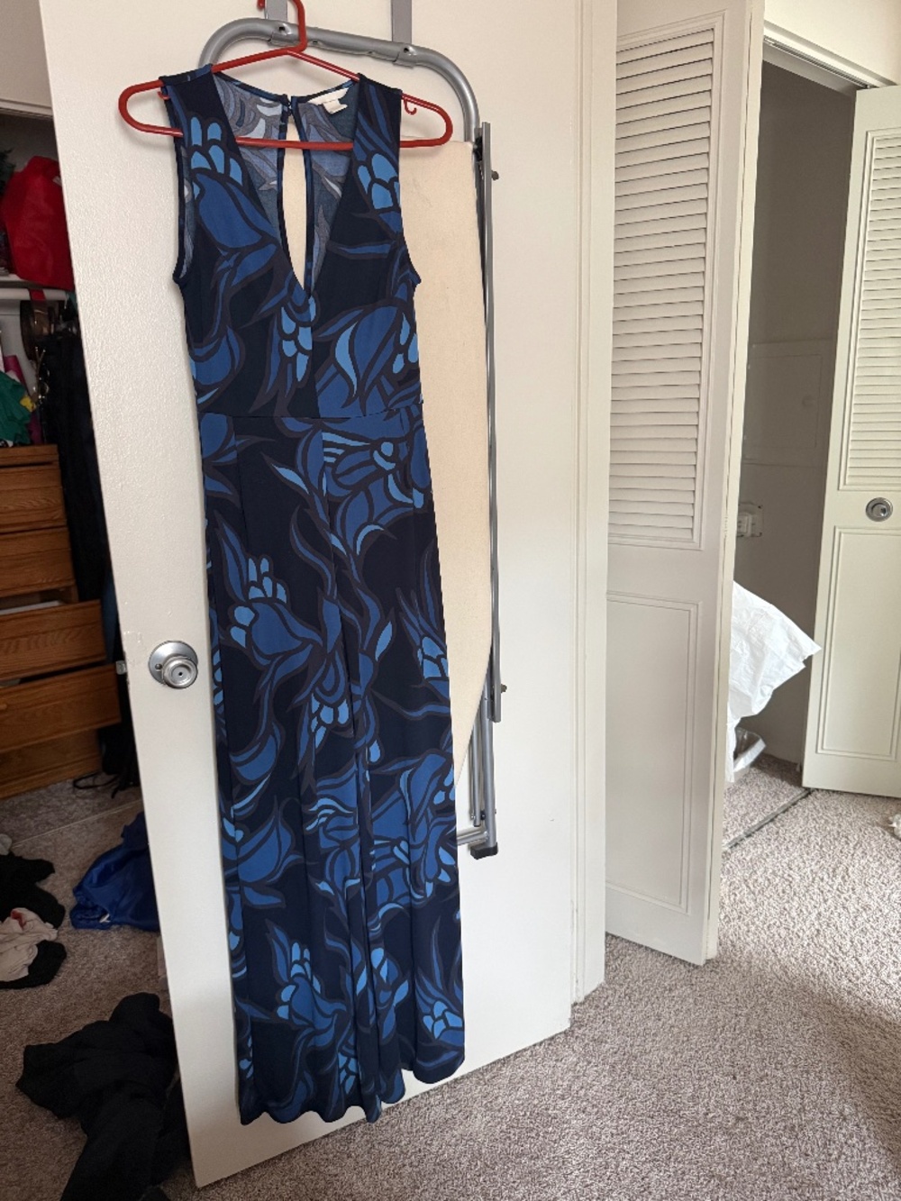H&M Dark Blue Navy Floral Jumpsuit Size S